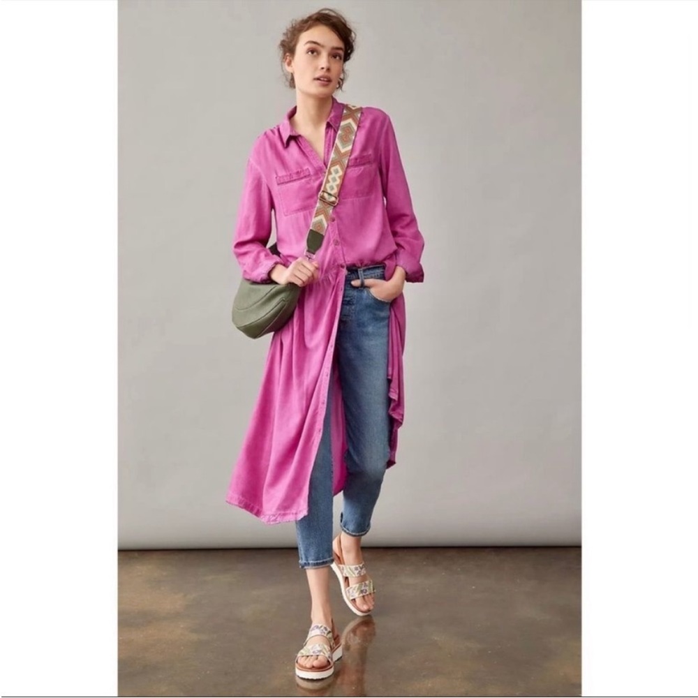 MAEVE BY ANTHROPOLOGIE FUCHSIA PURPLE BOHO POPLIN COTTON DRESS GREAT COND SMALL